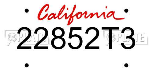 22852T3 California License Plate