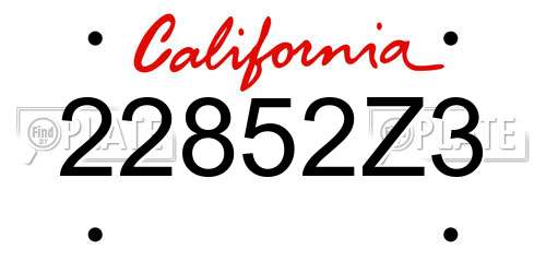 22852Z3 California License Plate
