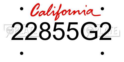 22855G2 California License Plate