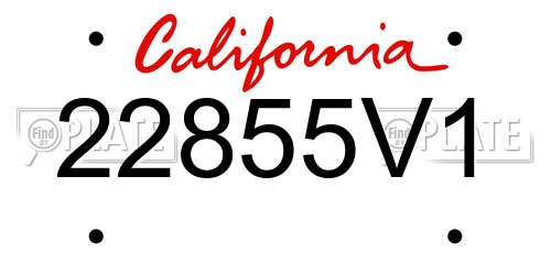 22855V1 California License Plate