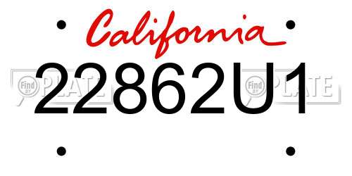 22862U1 California License Plate