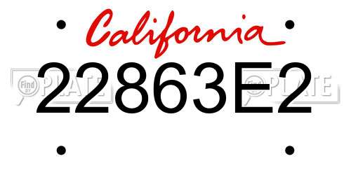 22863E2 California License Plate