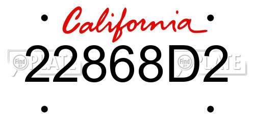 22868D2 California License Plate