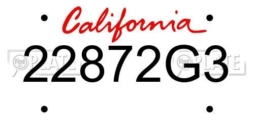 22872G3 California License Plate