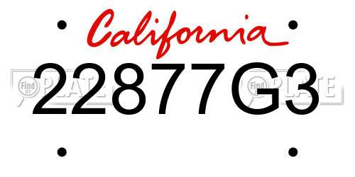 22877G3 California License Plate