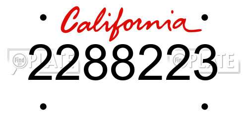 2288223 California License Plate