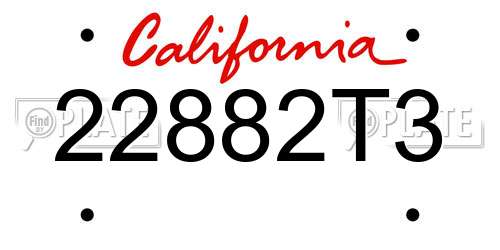 22882T3 California License Plate