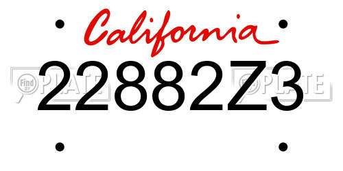 22882Z3 California License Plate