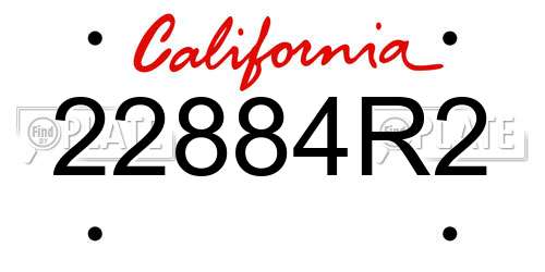 22884R2 California License Plate