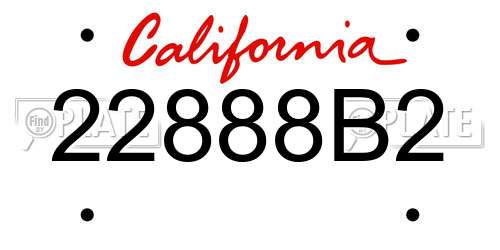 22888B2 California License Plate