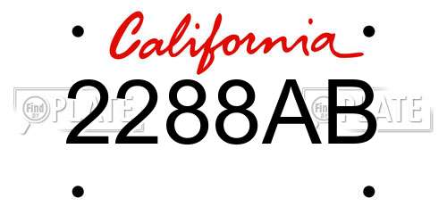 2288AB California License Plate