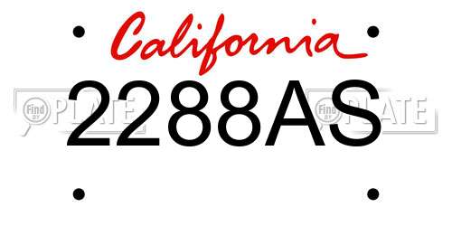 2288AS California License Plate