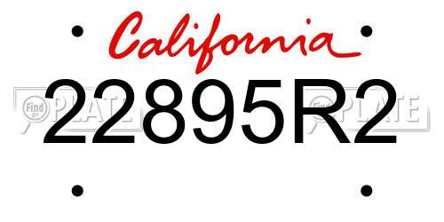 22895R2 California License Plate