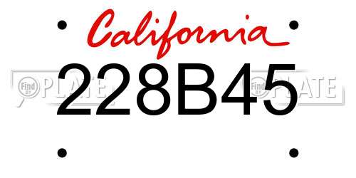 228B45 California License Plate