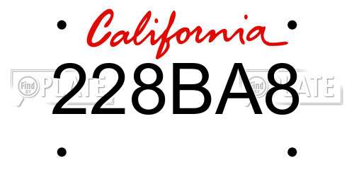 228BA8 California License Plate