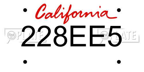 228EE5 California License Plate