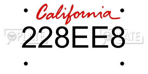 228EE8 California License Plate
