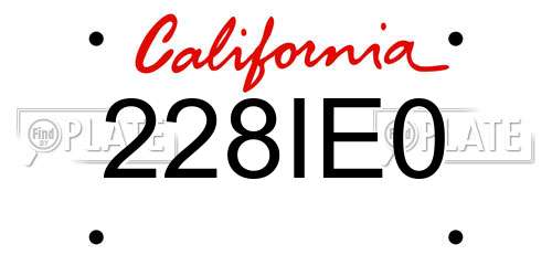 228IE0 California License Plate