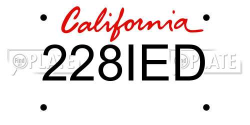 228IED California License Plate