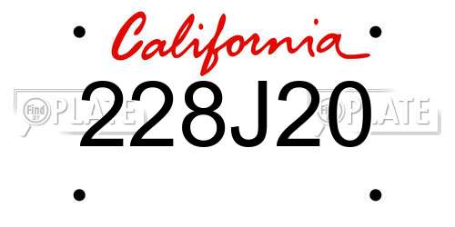 228J20 California License Plate