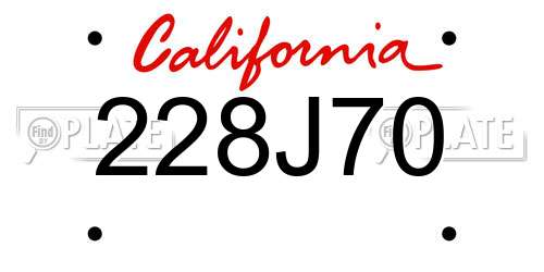 228J70 California License Plate