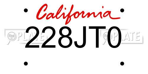 228JT0 California License Plate