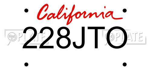 228JTO California License Plate