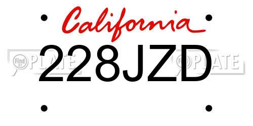 228JZD California License Plate