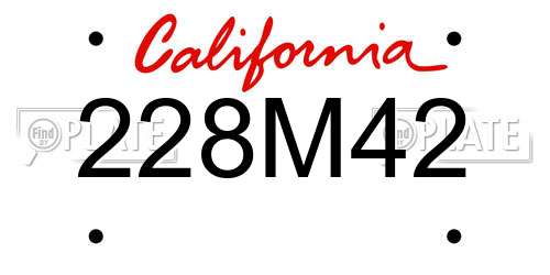 228M42 California License Plate