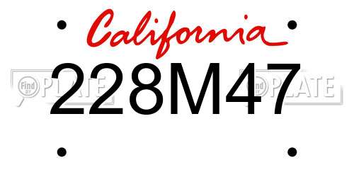 228M47 California License Plate