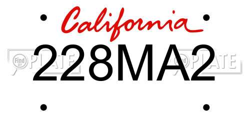 228MA2 California License Plate