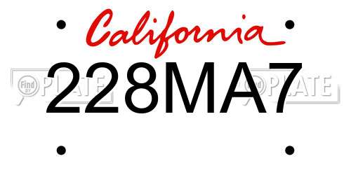 228MA7 California License Plate