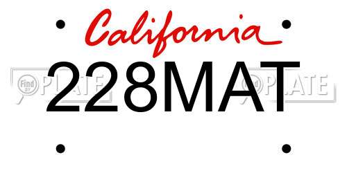 228MAT California License Plate