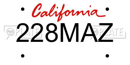 228MAZ California License Plate