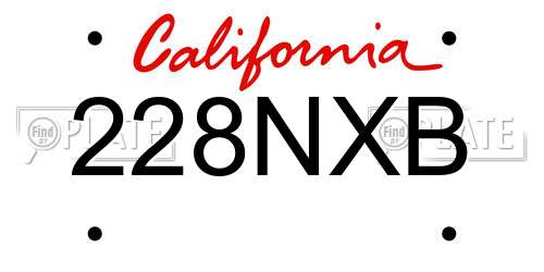 228NXB California License Plate