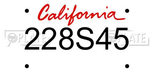 228S45 California License Plate