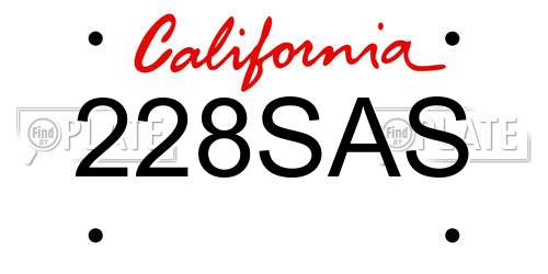 228SAS California License Plate
