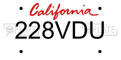 228VDU California License Plate