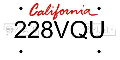 228VQU California License Plate