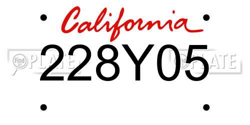 228Y05 California License Plate