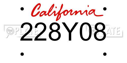 228Y08 California License Plate