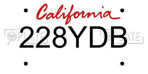 228YDB California License Plate