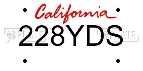 228YDS California License Plate