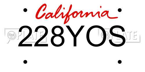 228YOS California License Plate
