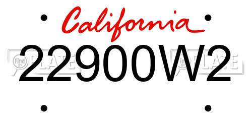 22900W2 California License Plate
