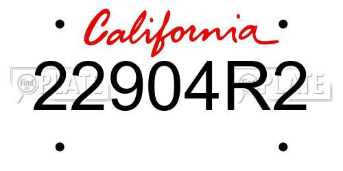 22904R2 California License Plate