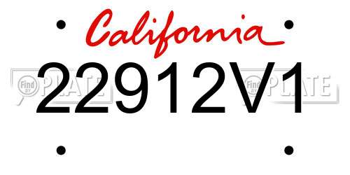 22912V1 California License Plate