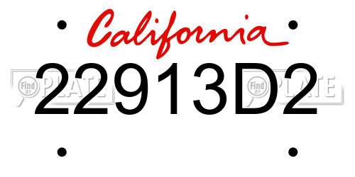 22913D2 California License Plate