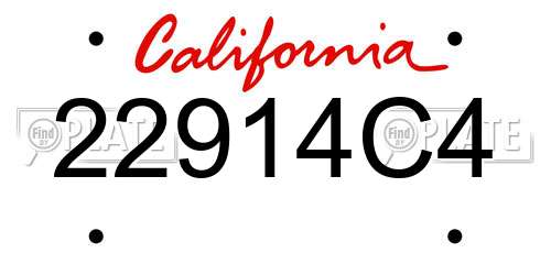 22914C4 California License Plate
