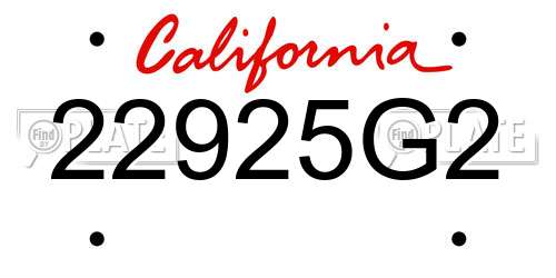 22925G2 California License Plate